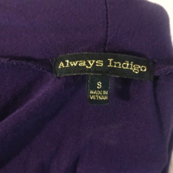 Always Indigo Women Sz S Purple Cardigan Jersey Knit Drape Work Office Business - Picture 6 of 7